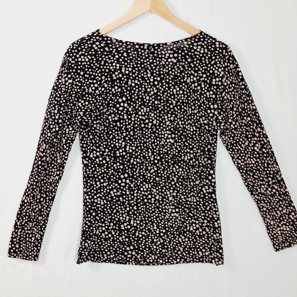 Boden,  Women's Top, Size 8, Black with Soft Pink Dots,  Lyocell and Wool Blend - Picture 5 of 16